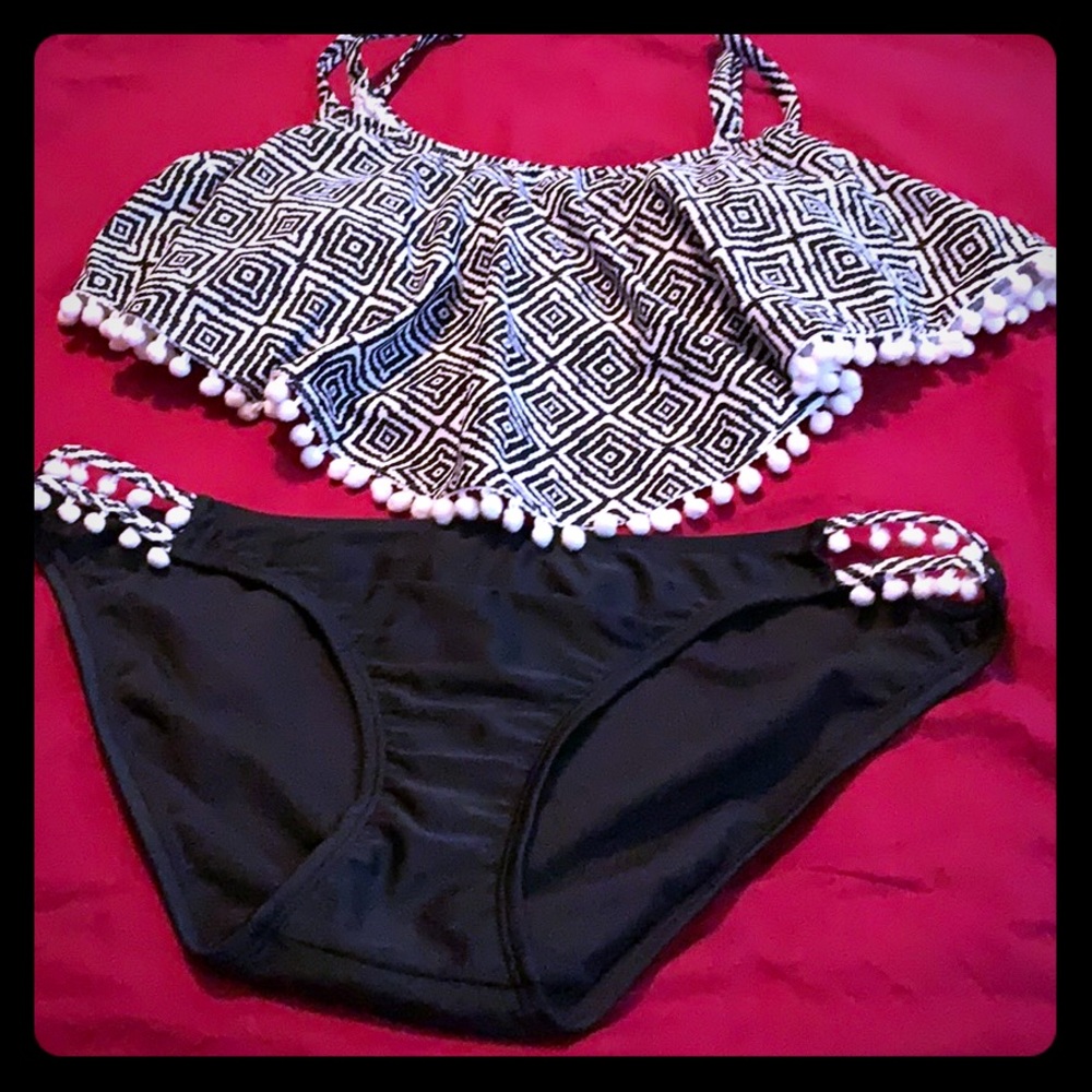 Two piece swim suit.
